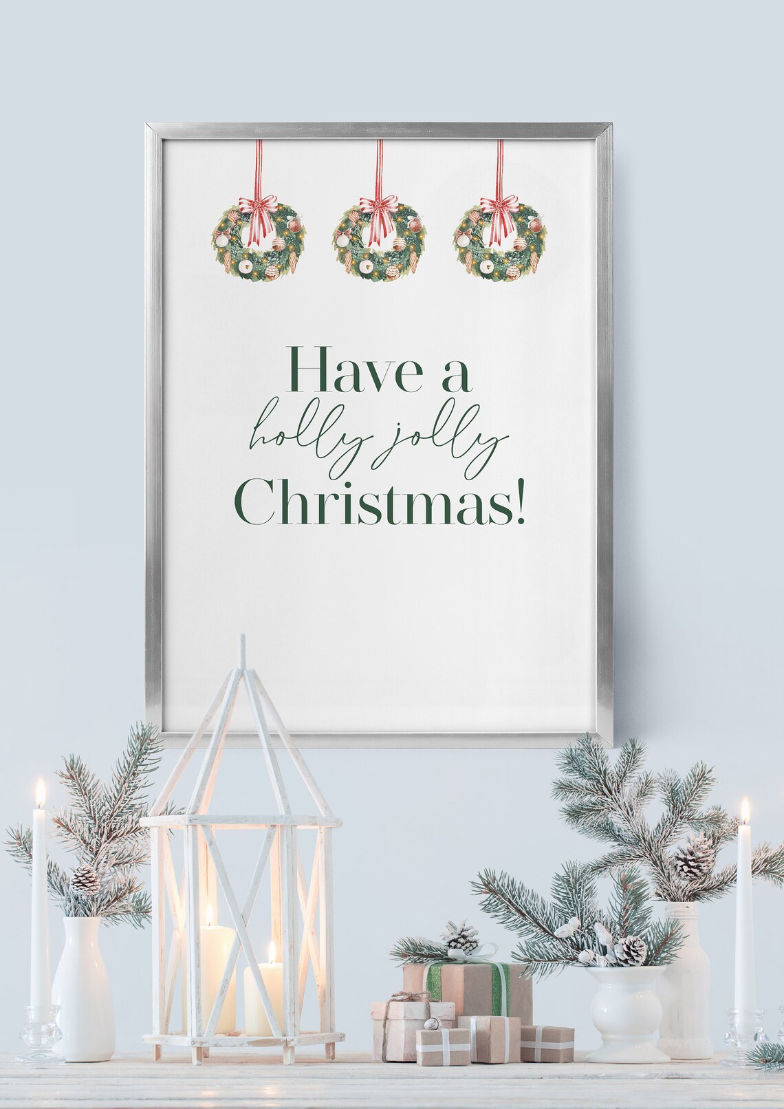 Have A Holly Jolly Christmas Watercolor Hanging Wreath Poster - Image 5