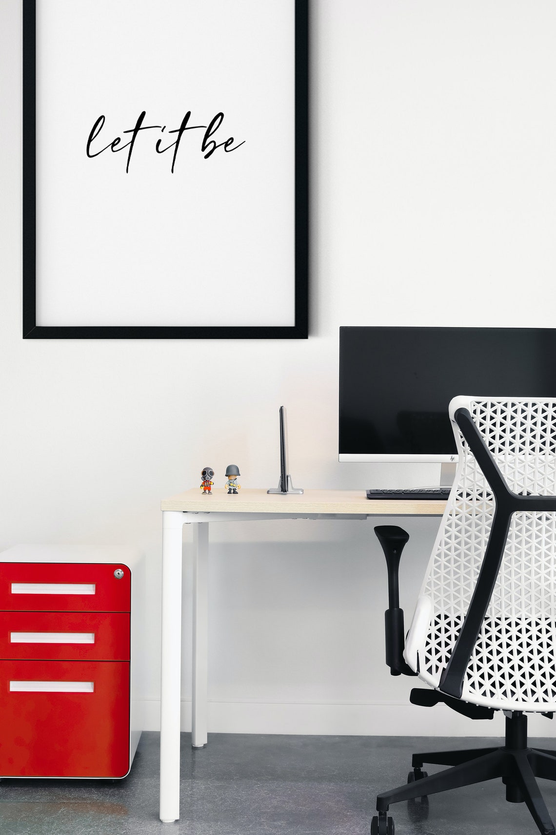 Let It Be Elegant Script Minimalist Inspirational Bedroom Poster - Image 2