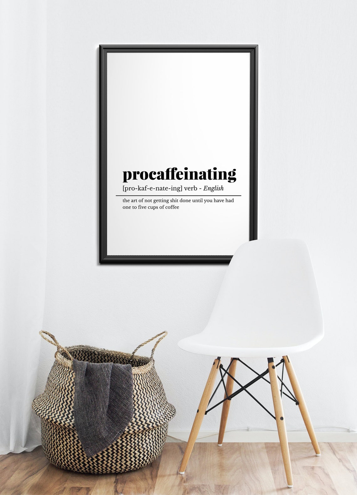 Procaffeinating Funny Coffee Definition Poster for Home Office - Image 3