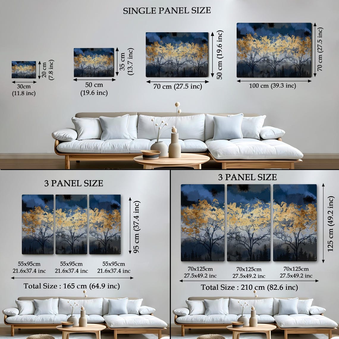 Midnight Forest Golden Tree Canopy Dark Blue Moonlit Night Poster - Image 4