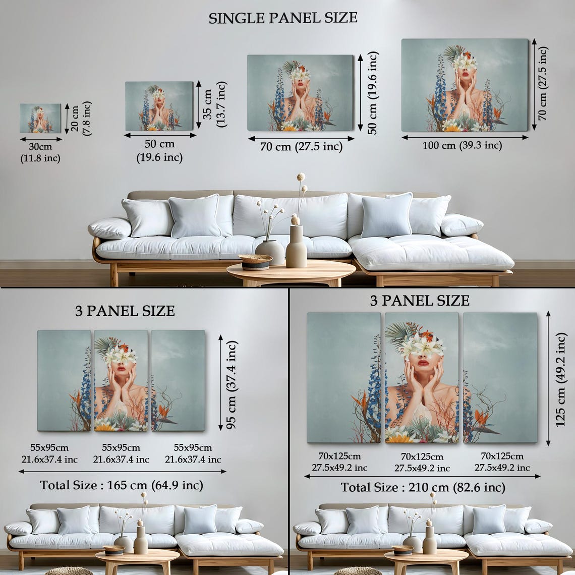 Woman Portrait Surrounded by Flowers Surreal Botanical Art Poster - Image 4