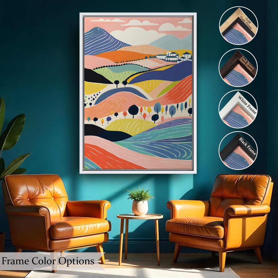 Pastel Hills Minimalist Landscape Colorful Hillside Wall Art - Image 2