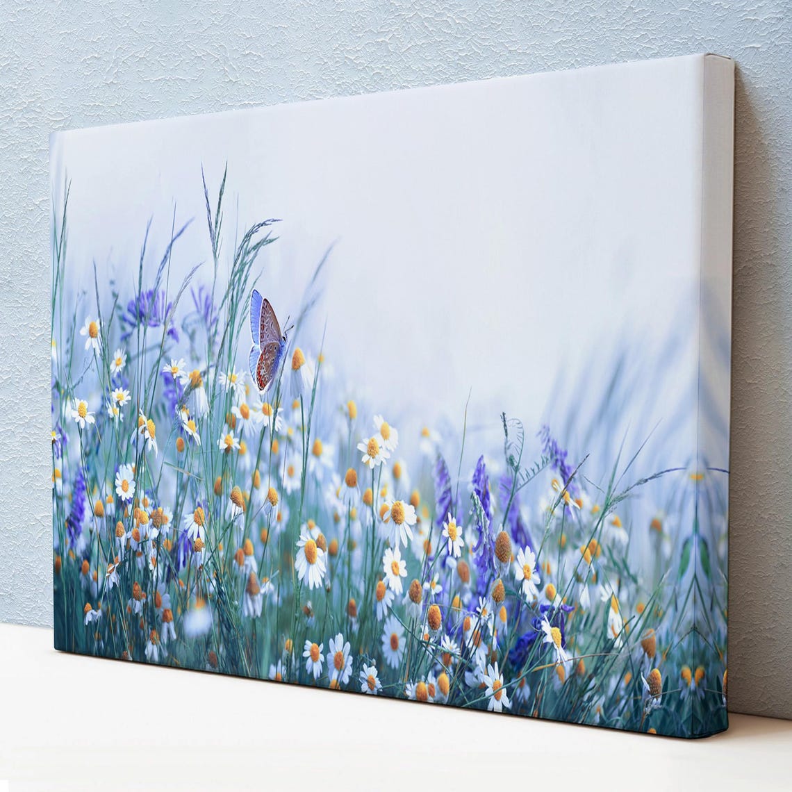Wildflower Meadow Daisy Field Butterfly Summer Blooming Scene Poster