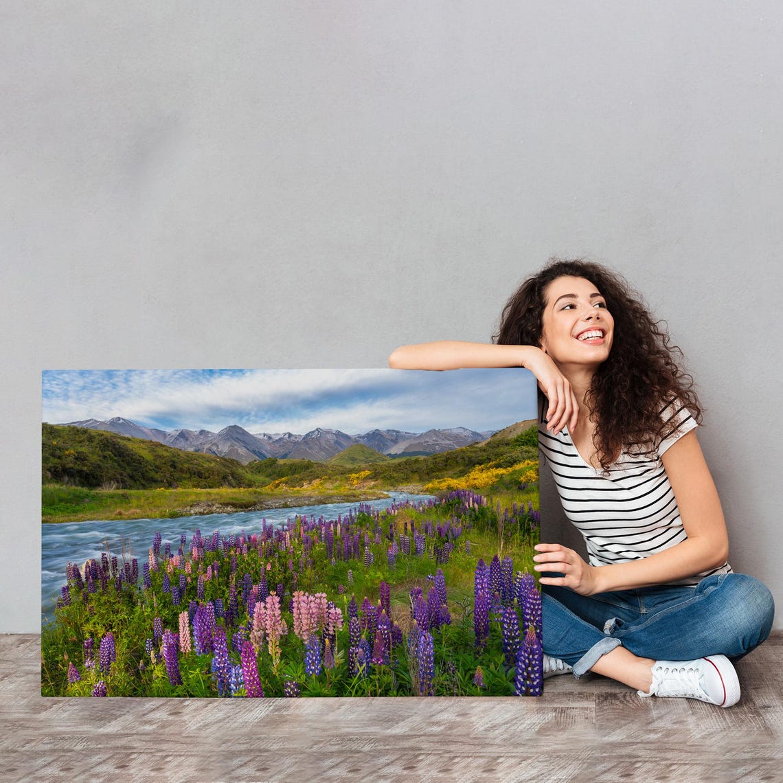Mountain River Valley Purple Lupine Wildflowers Alpine Meadow Poster - Image 4