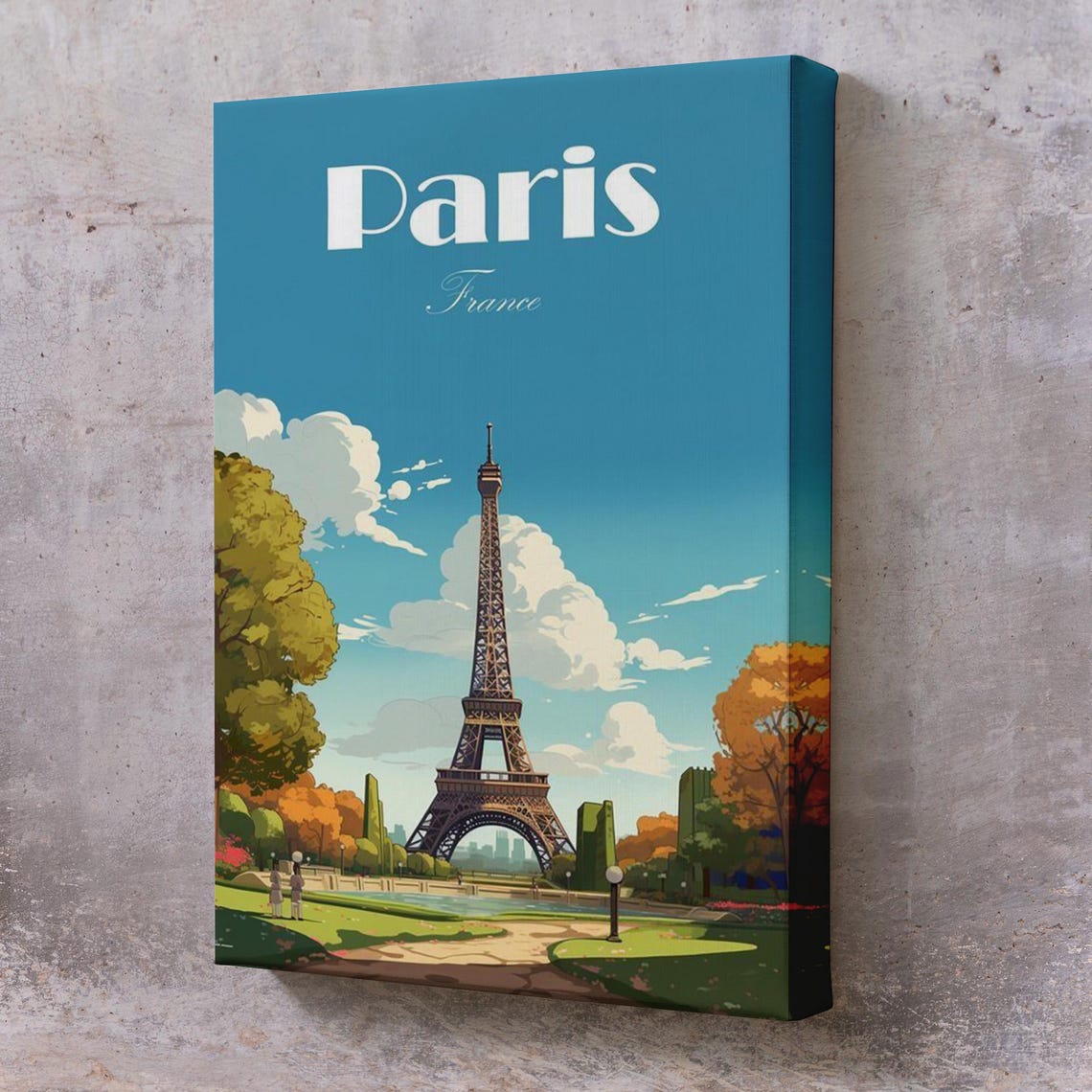 Paris France Eiffel Tower Vintage Retro Travel Style Art Print