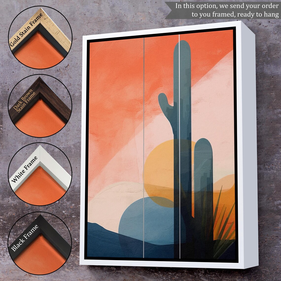 Cactus Patterned Soft Painting, Nature Decor - Image 3