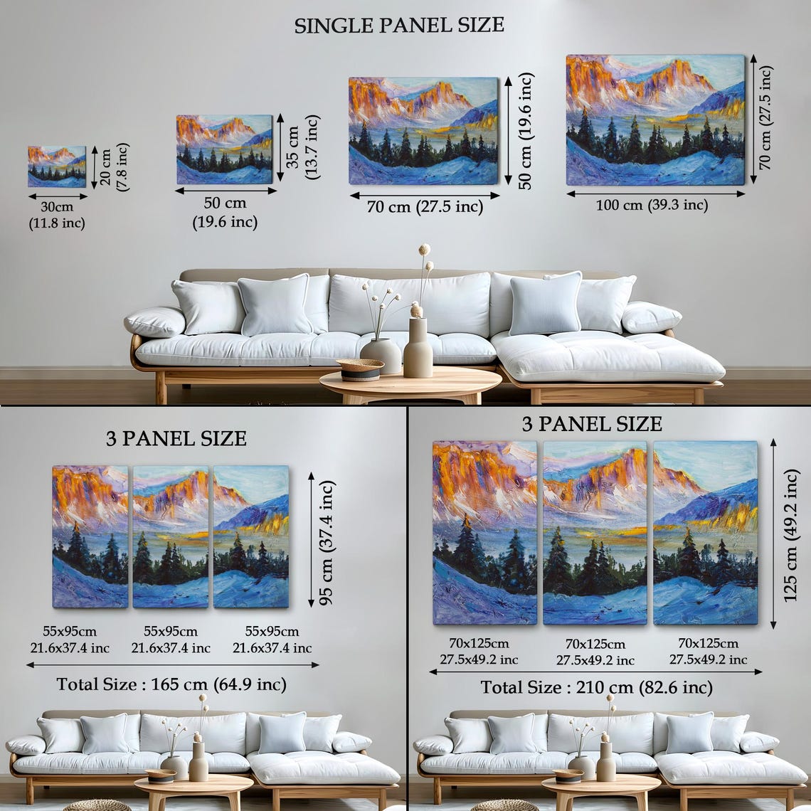 Snowy Mountain Peaks Pine Forest Winter Alpine Landscape Art Poster - Image 4