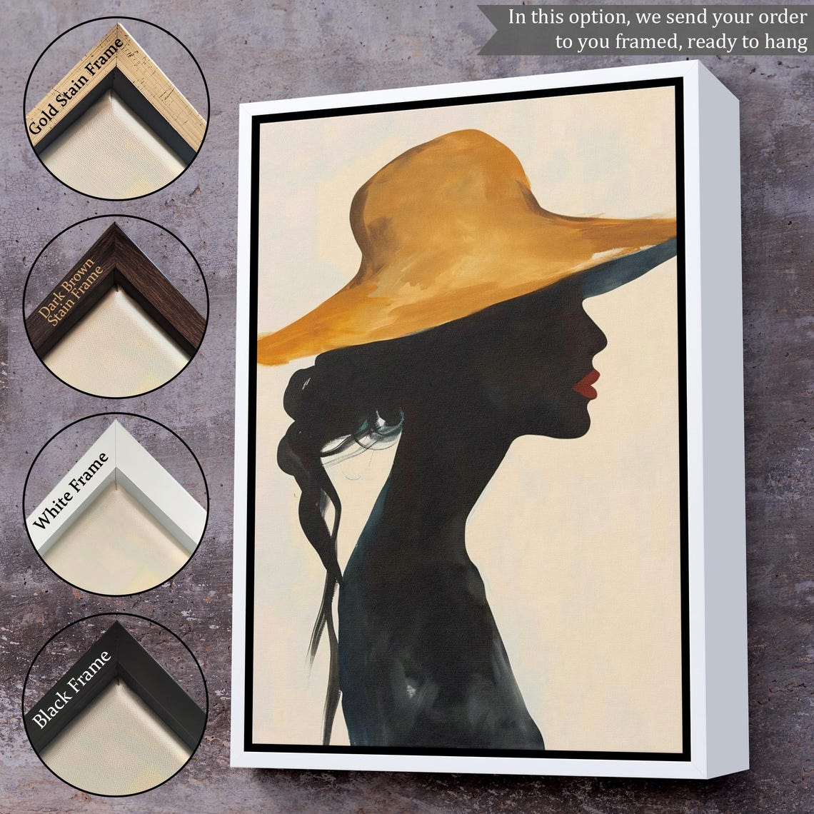 Woman In Sun Hat Minimalist Silhouette Profile Elegant Art Poster - Image 3