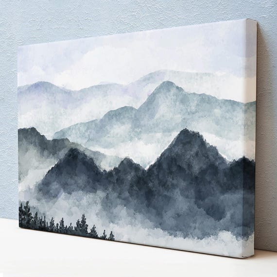 Mountain Landscape Watercolor Look Decorative Wall Art Housewarming Gifts Abstract Wall Art Abstract Print