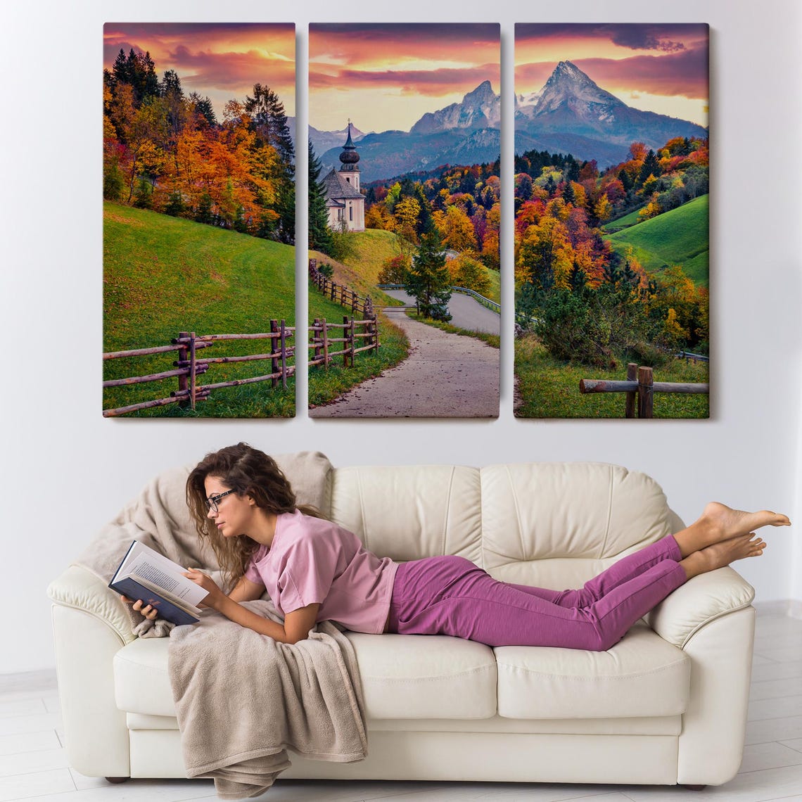 Maria Gern Church Watzmann Alps Autumn Sunset Bavaria Travel Poster - Image 3