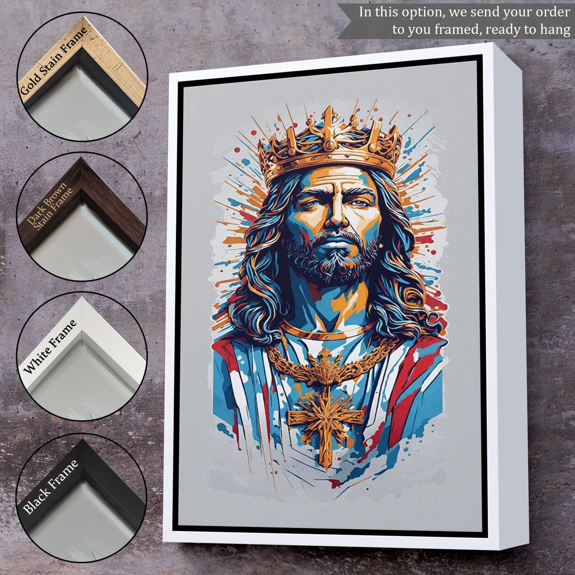 Jesus Christ Crown Pop Art Colorful Christian Faith Wall Poster - Image 3