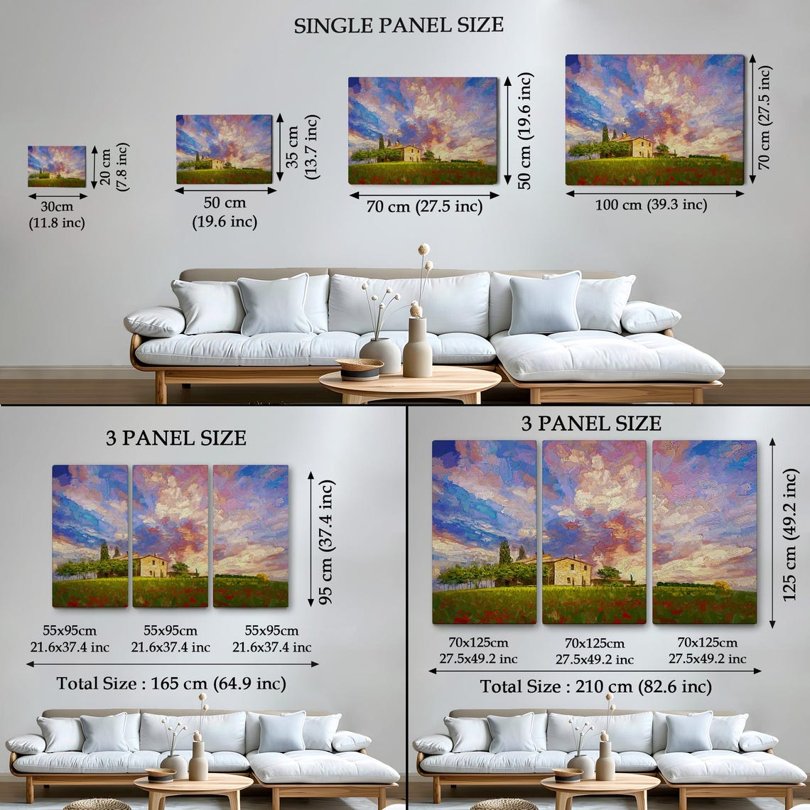 Tuscan Farmhouse Red Poppy Field Dramatic Sunset Sky Italy Poster - Image 4