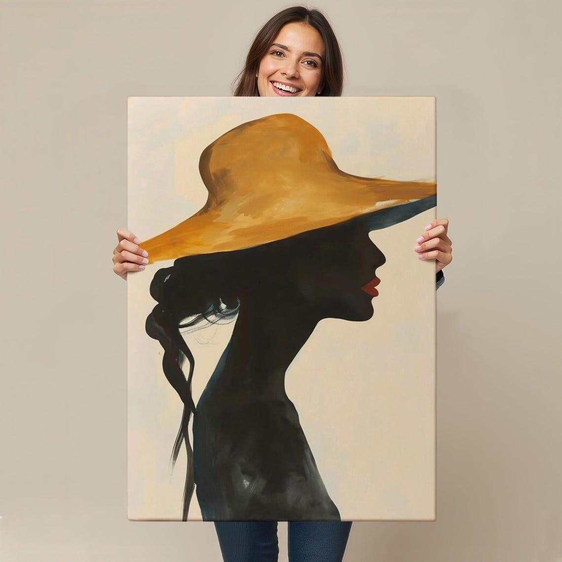 Woman In Sun Hat Minimalist Silhouette Profile Elegant Art Poster - Image 4