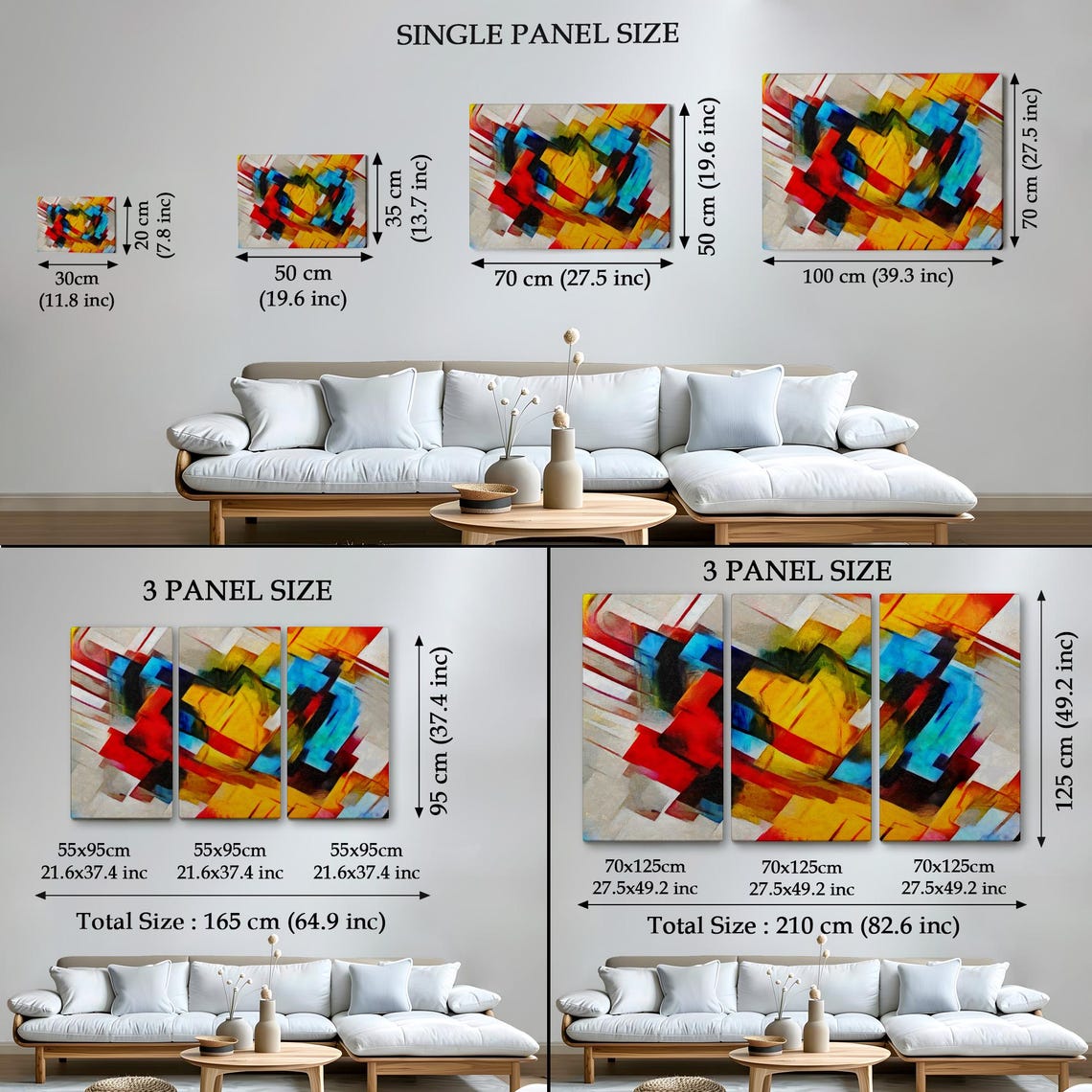 Cubist Abstract Geometric Color Blocks Red Blue Yellow Art Poster - Image 4