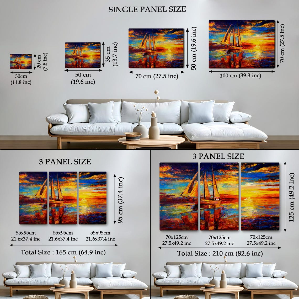 Tall Ship Sailing Fiery Orange Sunset Ocean Reflection Art Poster - Image 4