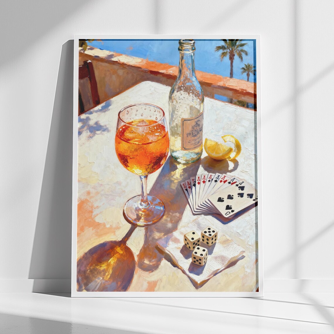 Aperol Spritz Art Print, Coastal Italian Cocktail