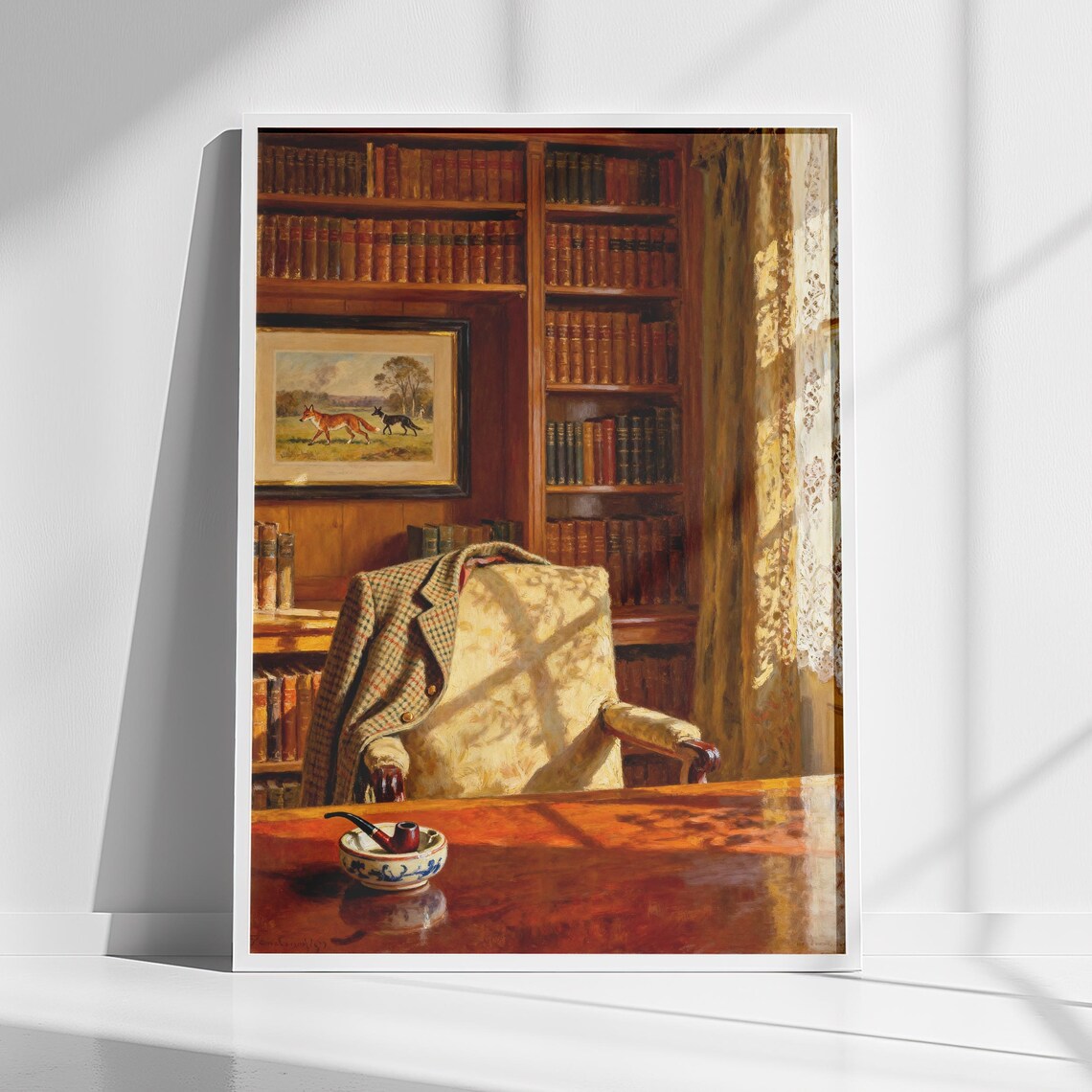 Vintage Library Wall Art, Gentleman's Study Art Print