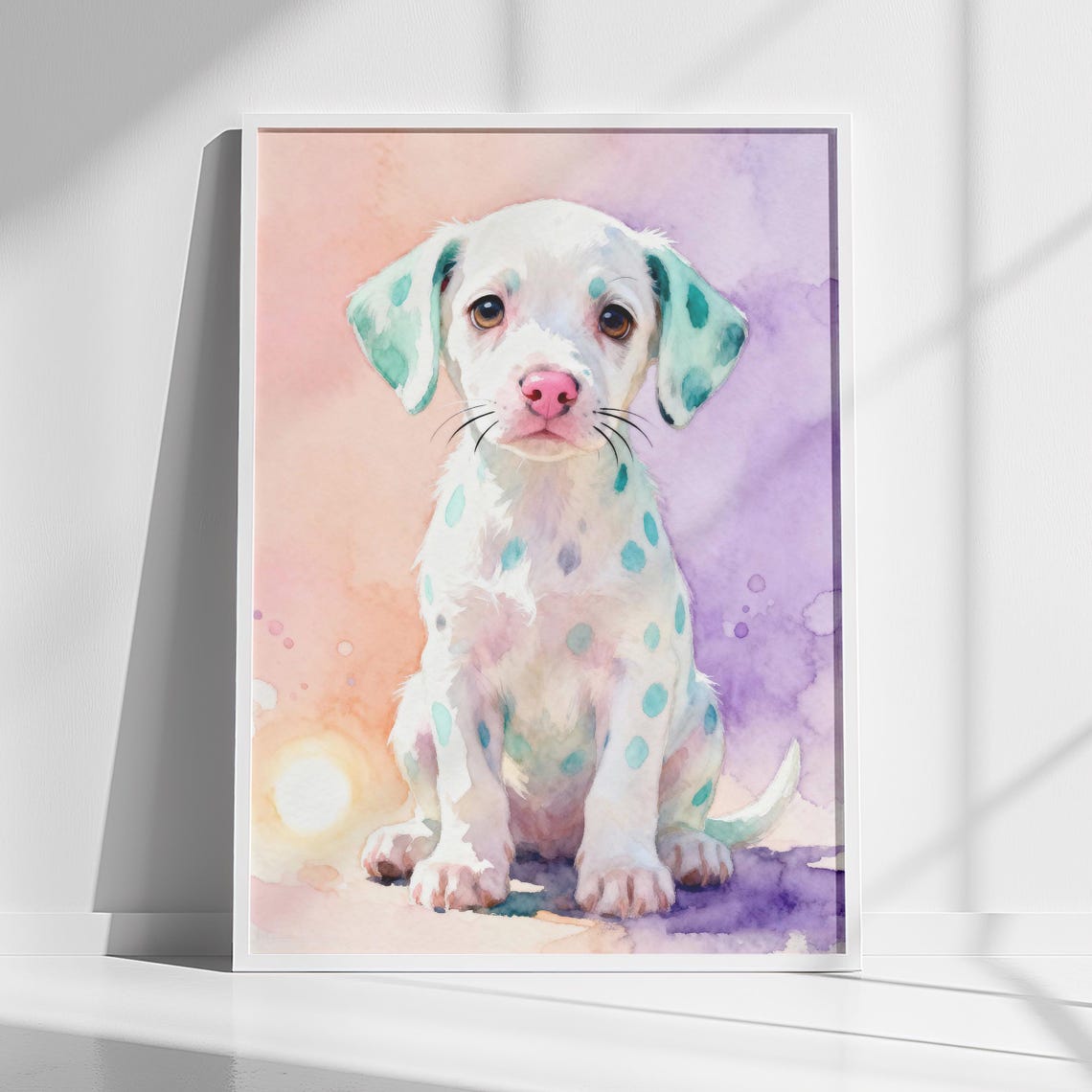Dalmatian Puppy Pastel Watercolor Cute Nursery Portrait Poster