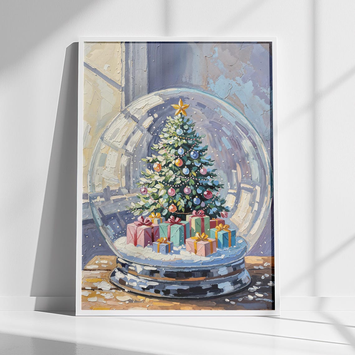 Christmas Snow Globe Tree Art Print