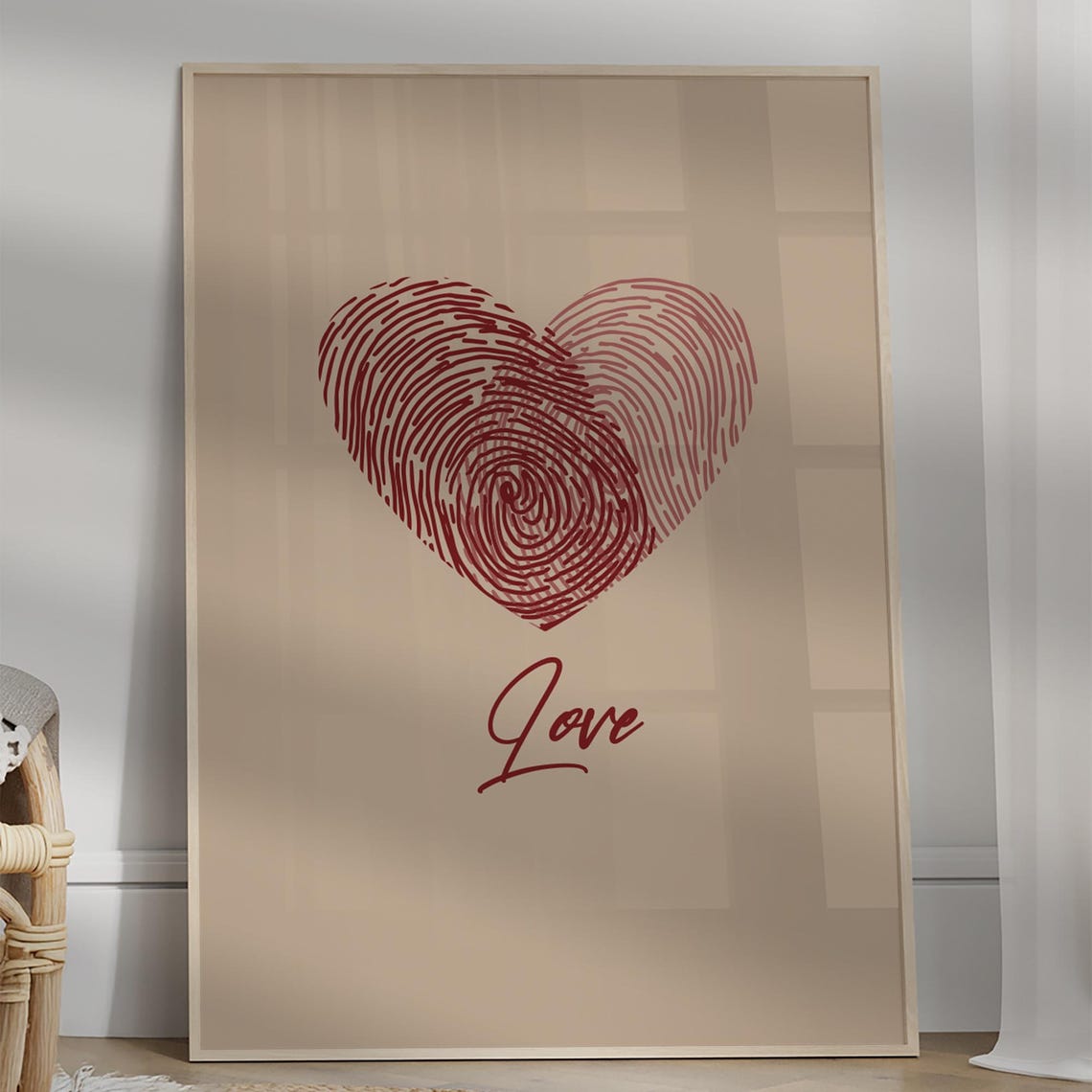 Love Fingerprint Heart Romantic Minimalist Anniversary Wall Poster