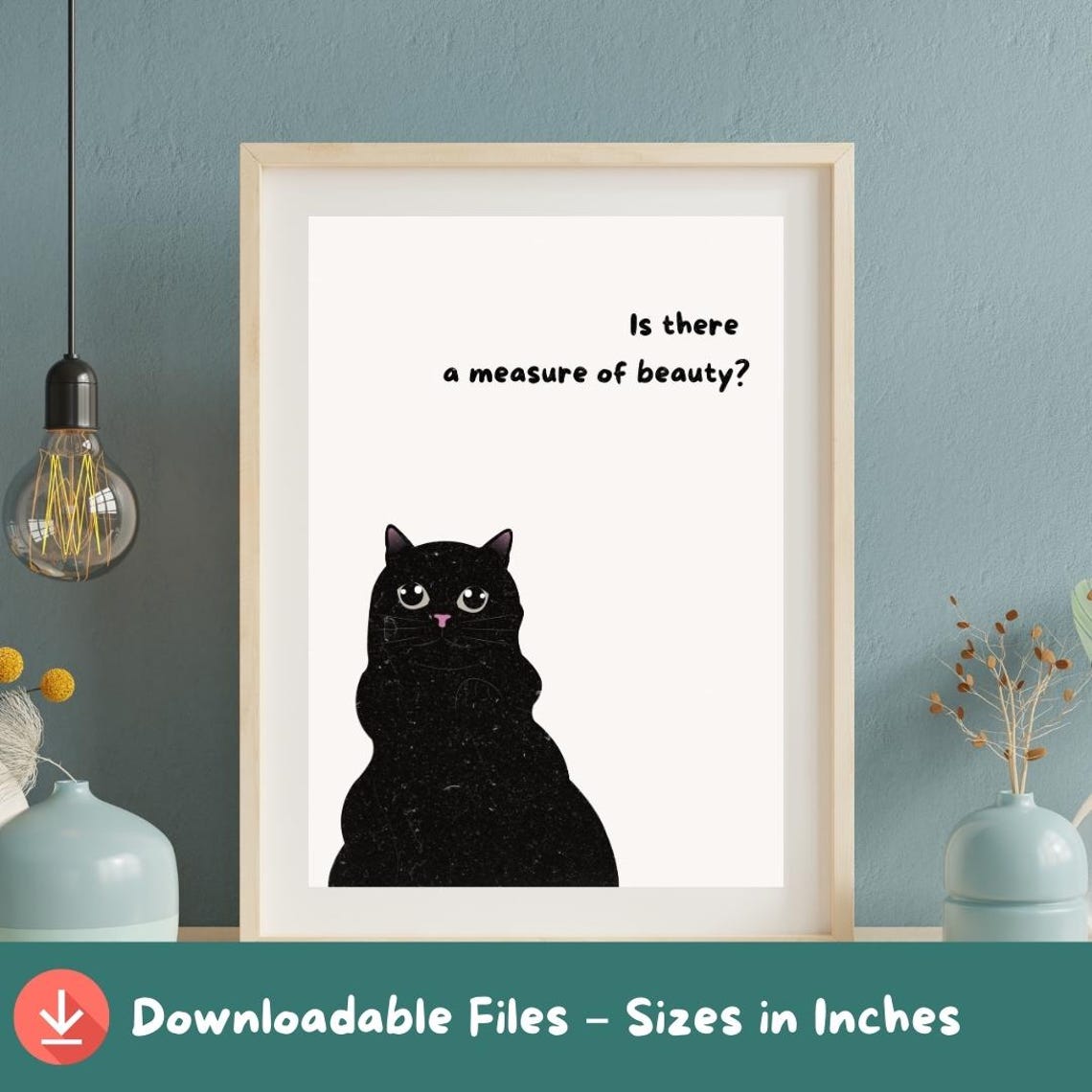 Kawaii Black Cat Art Print Funny Kitty Quote Minimalist Decor A2a5 Sizes