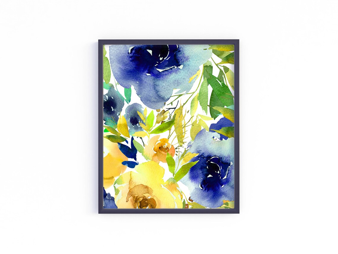Blue And Yellow Flower Collage Art Print - Image 3