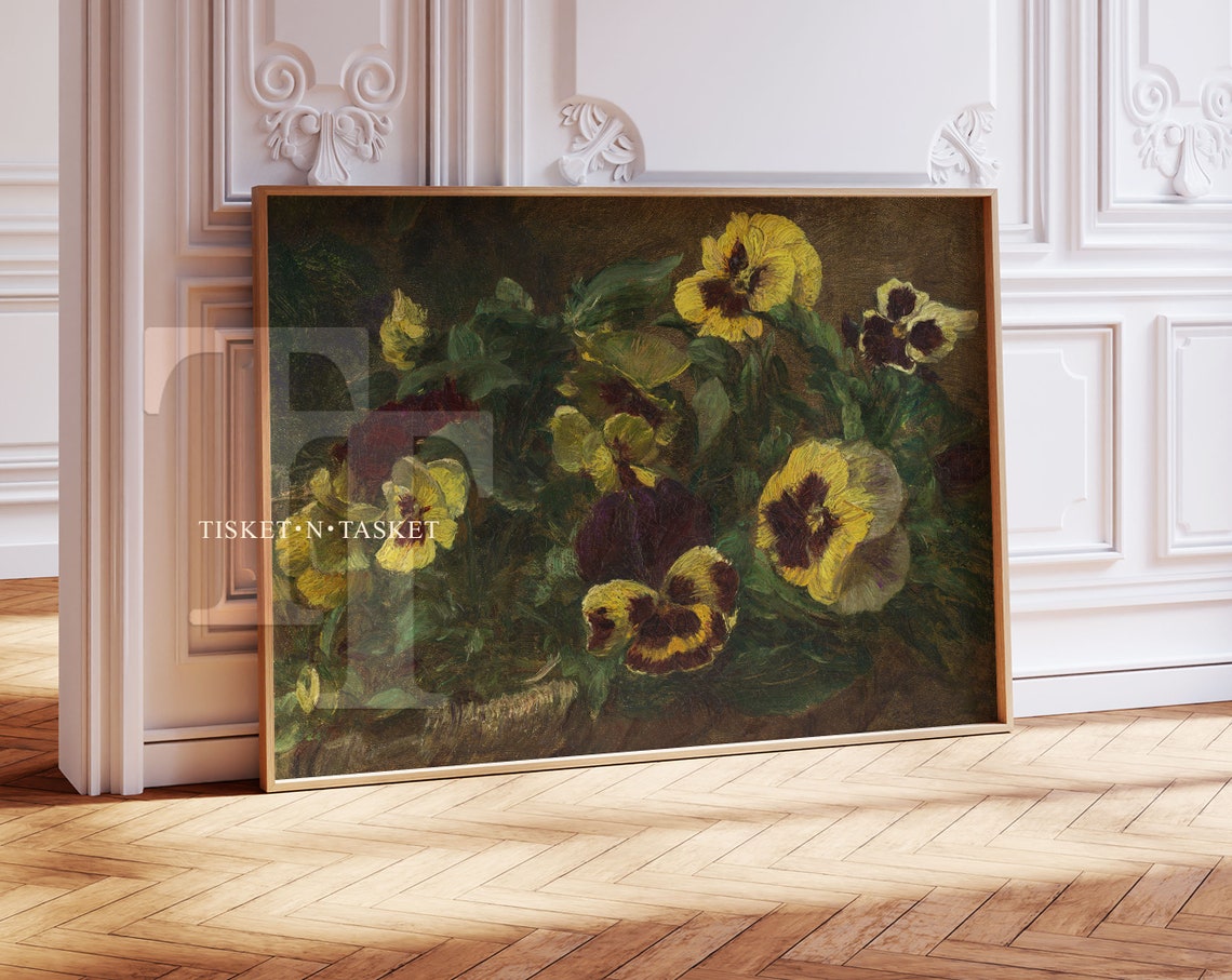 Aged Vintage French Pansies Art Print