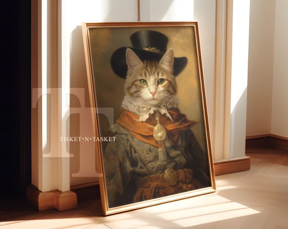 Western Cowboy Cat Vintage Style Portrait Poster