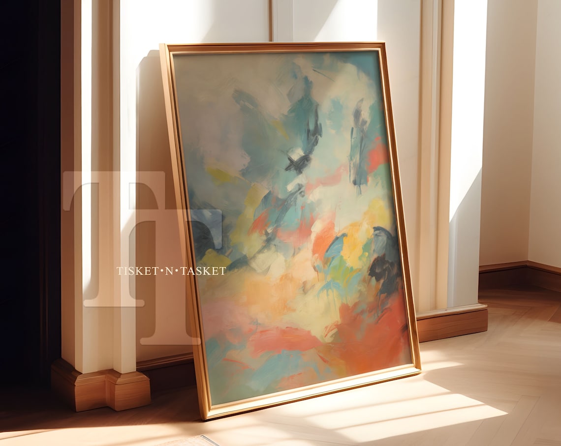 Abstract Colorful Painting, Vertical Wall Art Print