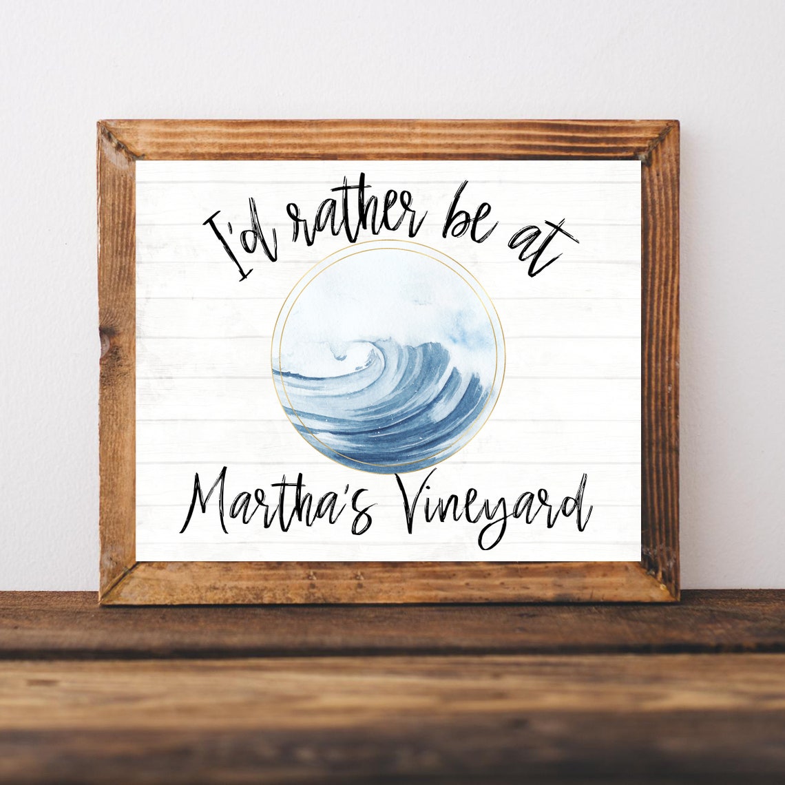 Id Rather Be at Marthas Vineyard Beach Ocean Wave Coastal Poster