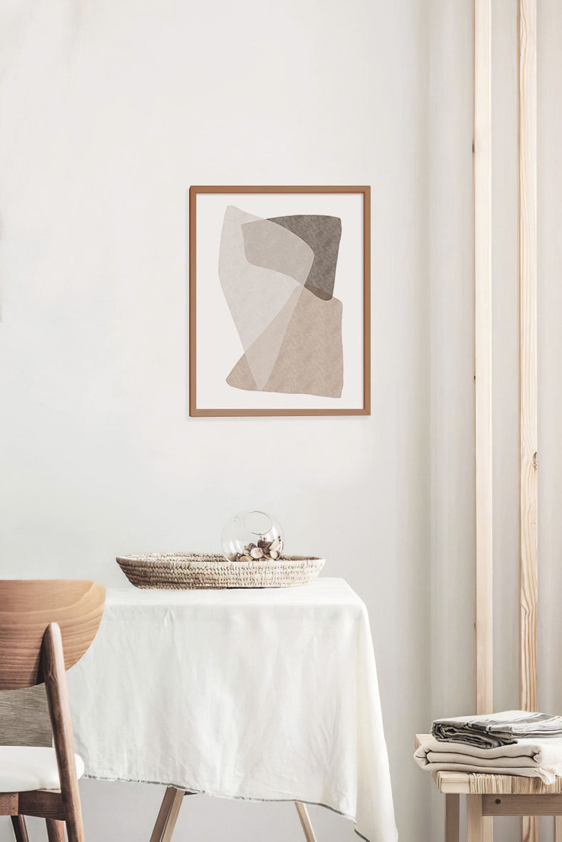 Calm Layered Beige Organic Shapes Minimalist Abstract Wall Art - Image 3