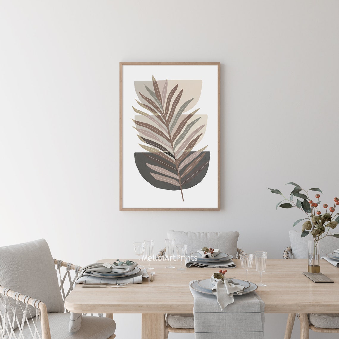 Modern Layered Palm Leaf Botanical Geometric Neutral Art Poster - Image 2