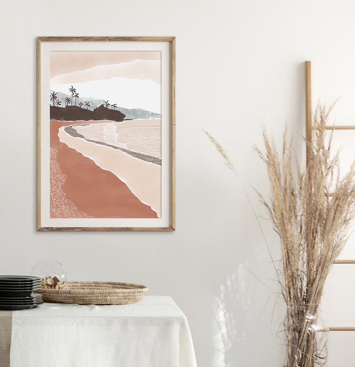 Tropical Beach Palm Trees Terracotta Sand Minimalist Coastal Poster - Image 2