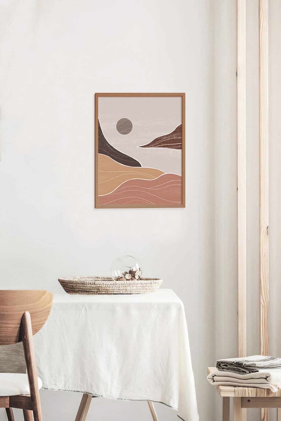 Abstract Desert Sunset Art Terracotta Waves Modern Landscape Poster - Image 2