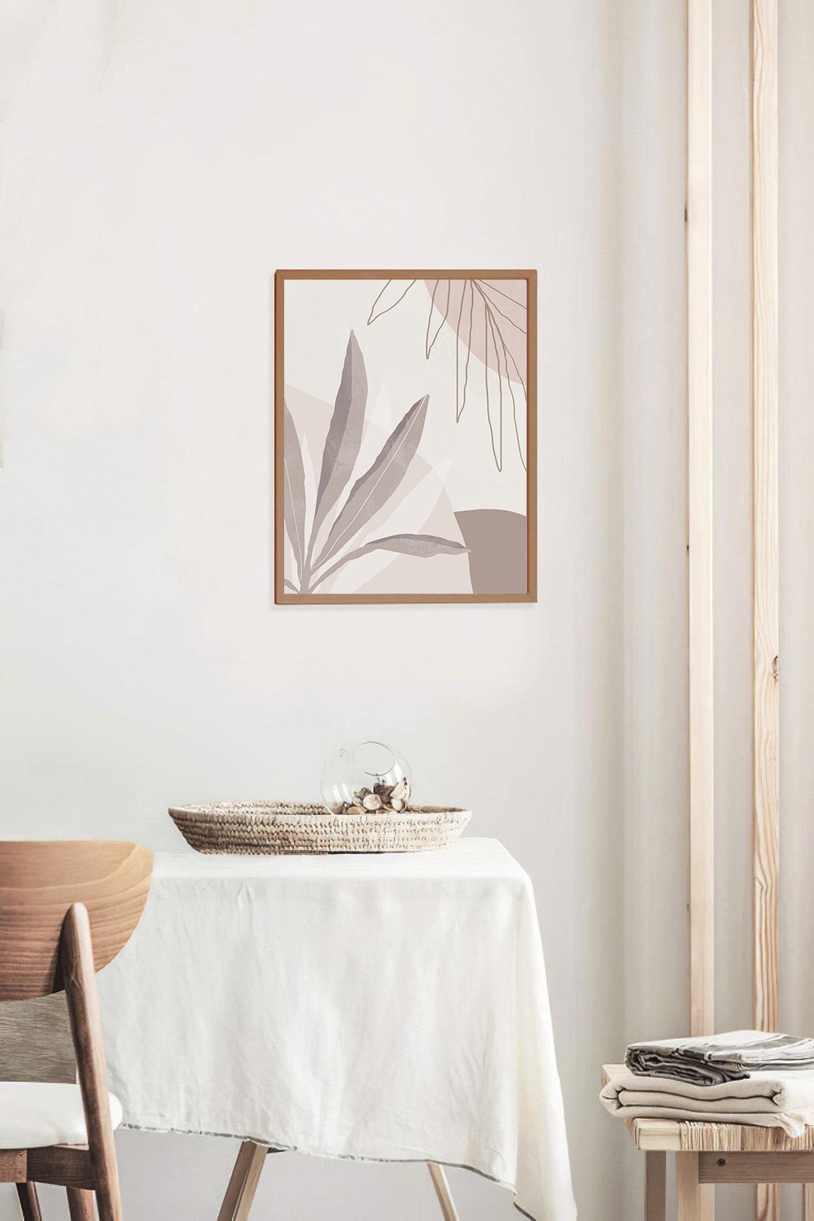 Muted Tropical Palm Leaves Blush Sun Beige Botanical Poster Art - Image 3