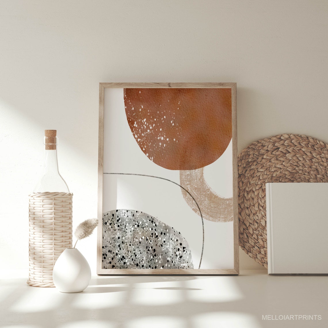 Terracotta Circle Speckled Abstract Boho Modern Art Wall Poster - Image 3