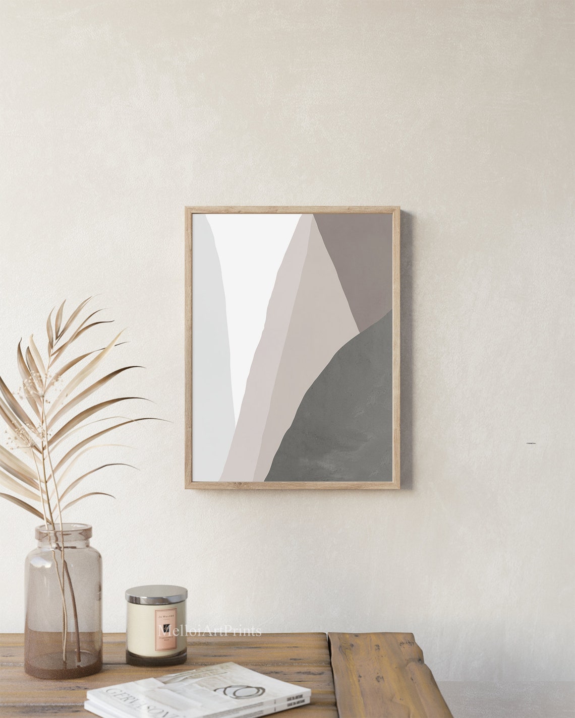Calm Gray Beige White Color Block Minimalist Modern Wall Art - Image 3