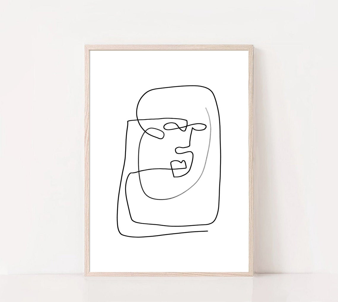 Single Line Face Drawing Continuous Contour Minimalist Portrait Poster - Image 2