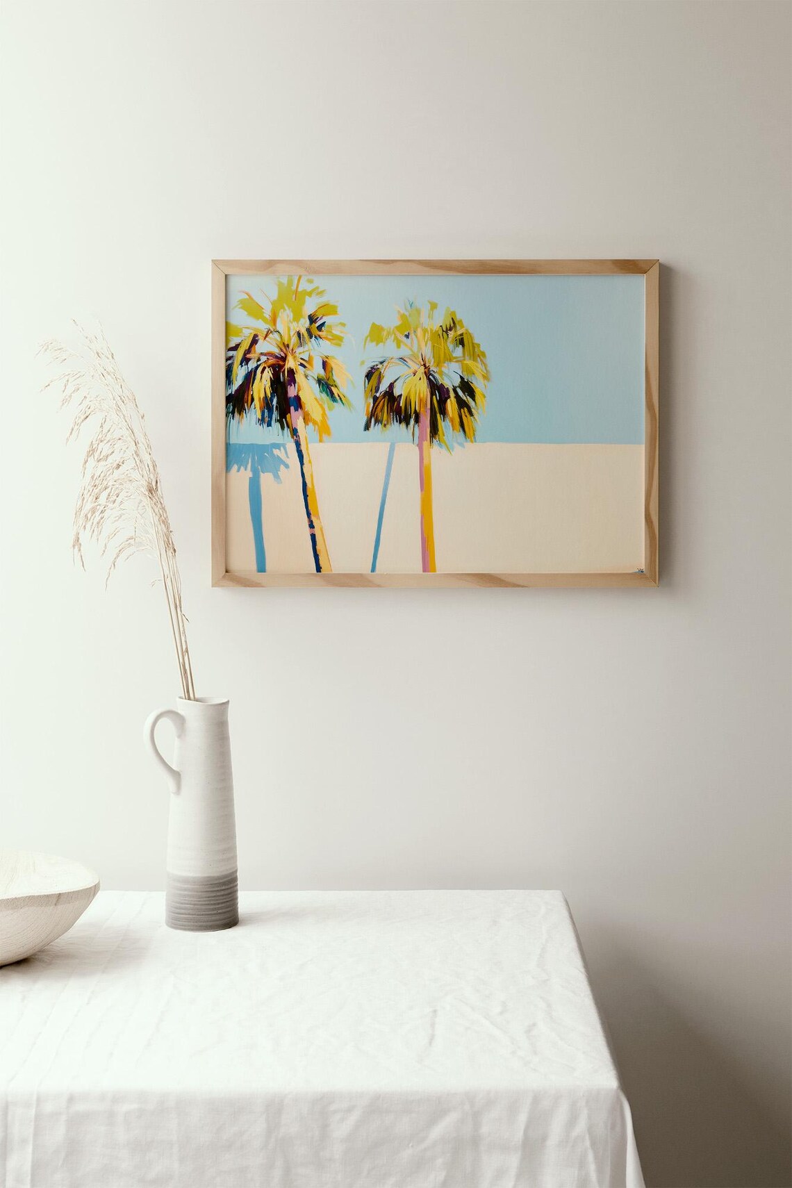 Colorful Palm Trees Turquoise Sky Mid Century Beach Painting Poster - Image 3