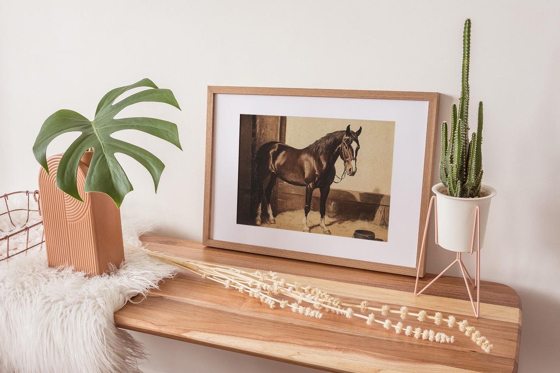 Brown Horse Standing Vintage Stable Equestrian Portrait Poster - Image 2