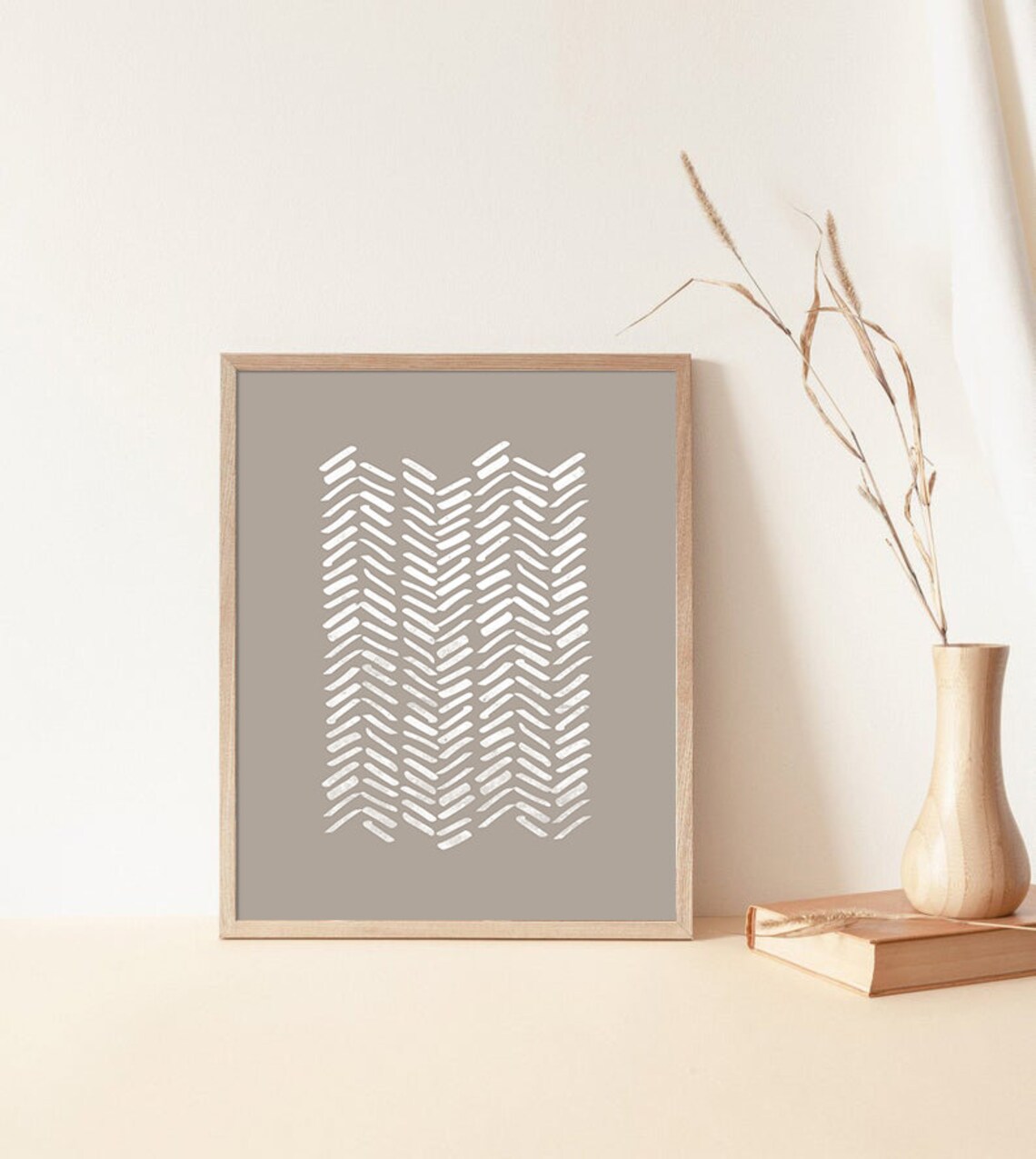 White Gray Abstract Mid Century Line Art Poster - Image 3