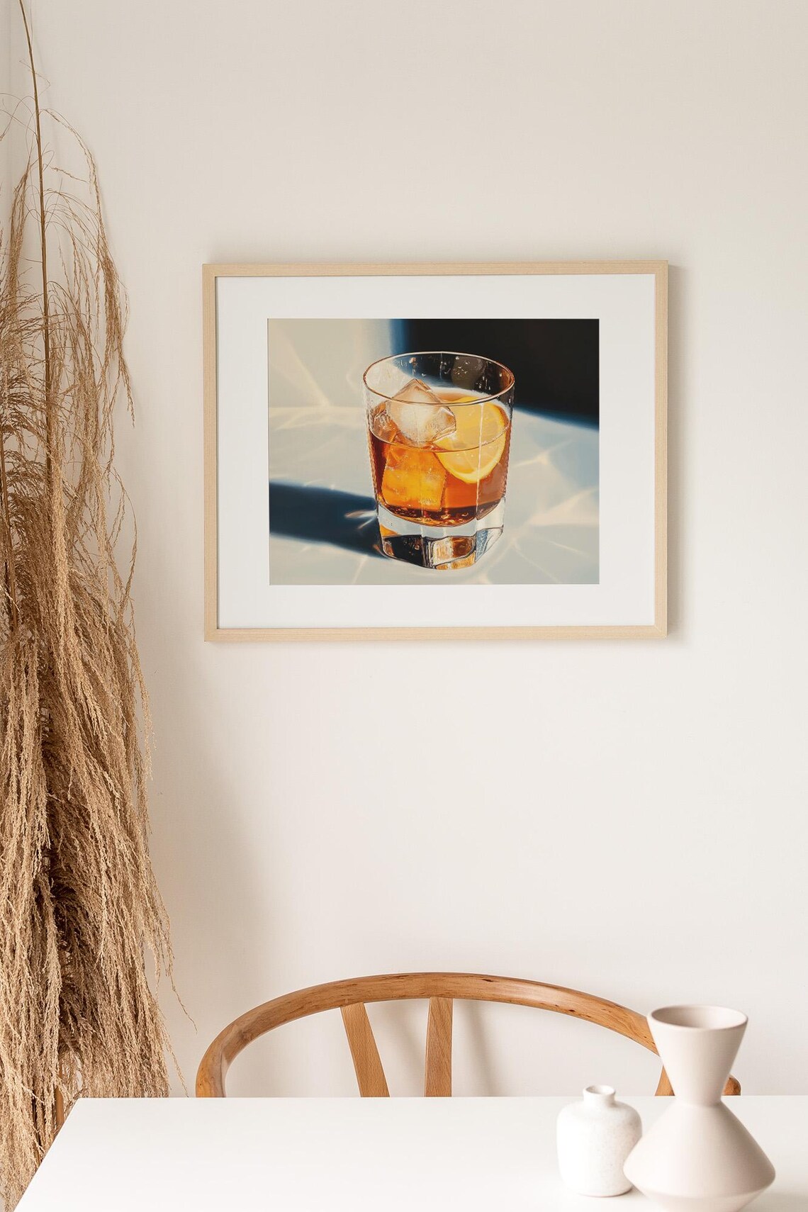 Old Fashioned Whiskey Glass Ice Orange Slice Dramatic Light Bar Art Print - Image 3