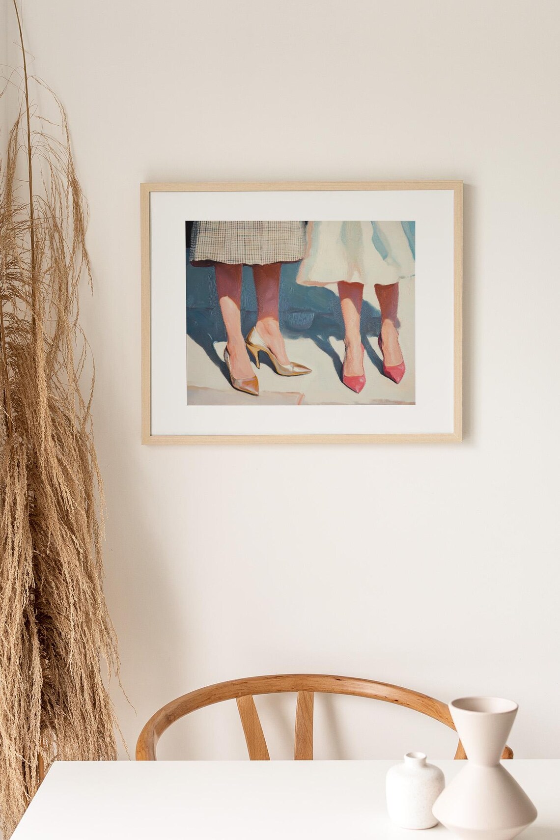Two Women in Stylish Heels Mid Century Fashion Legs Painting Poster - Image 2