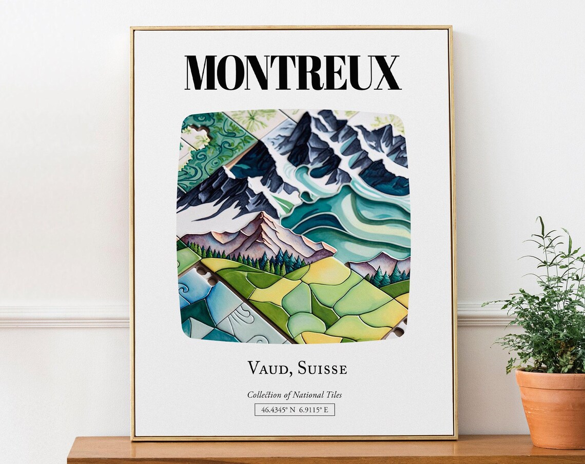 Montreux Vaud Suisse Traditional Tile Pattern Poster