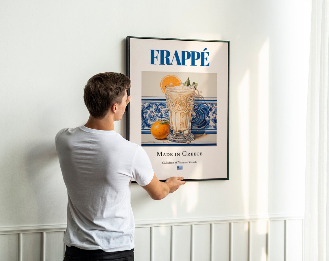 Frappe On Maiolica Tile, Traditional Greek Beverage - Image 2