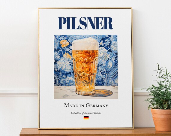 Pilsner on Maiolica Tile, Traditional Beverage Poster