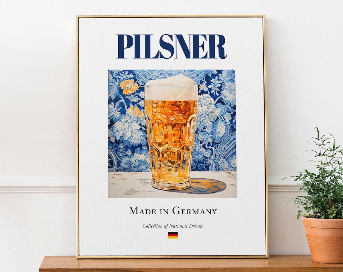 Pilsner on Maiolica Tile, Traditional Beverage Poster