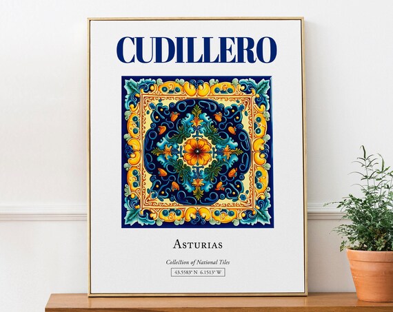 Cudillero Asturias Spain Folk Traditional Tile Poster