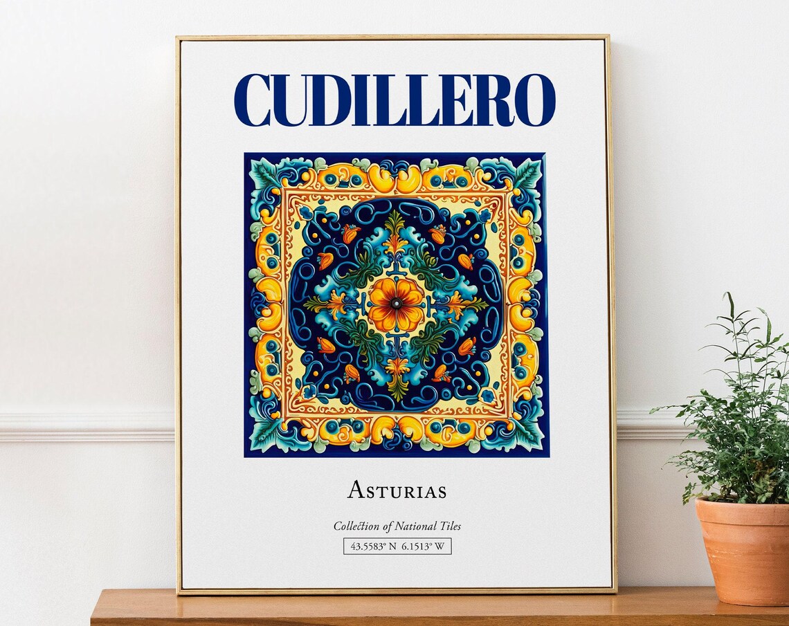 Cudillero Asturias Spain Folk Traditional Tile Poster