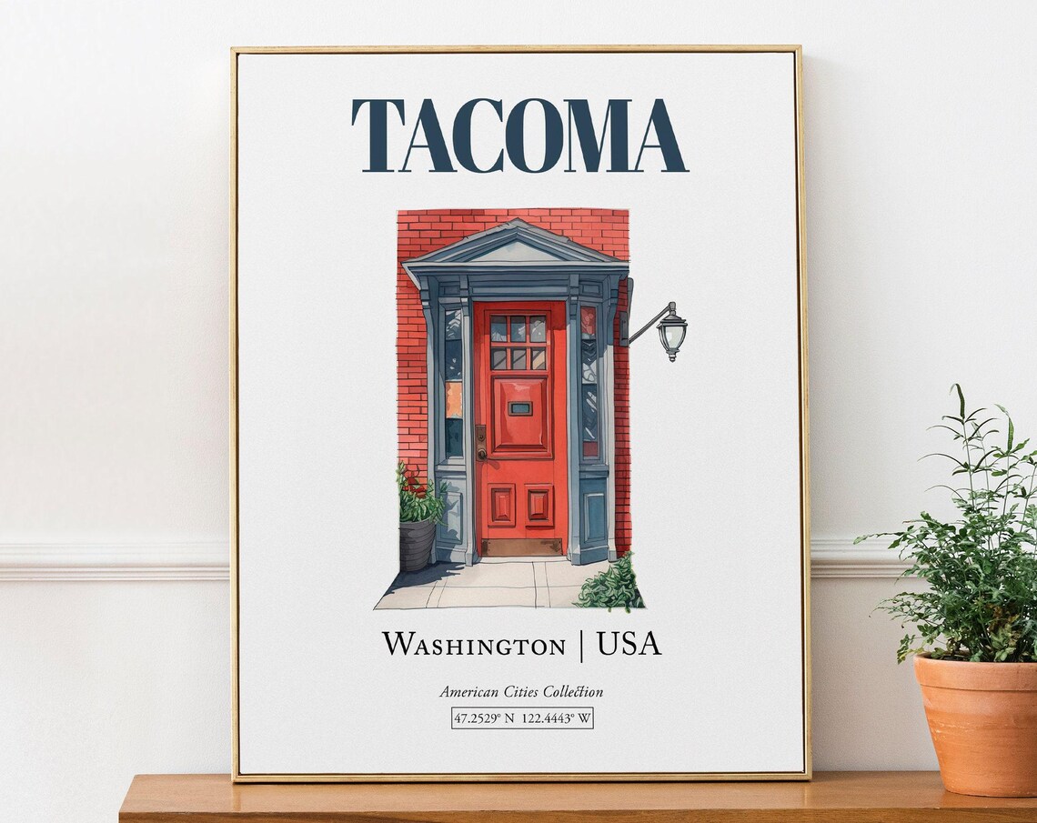 Tacoma Washington USA Minimalist Watercolor Travel Poster